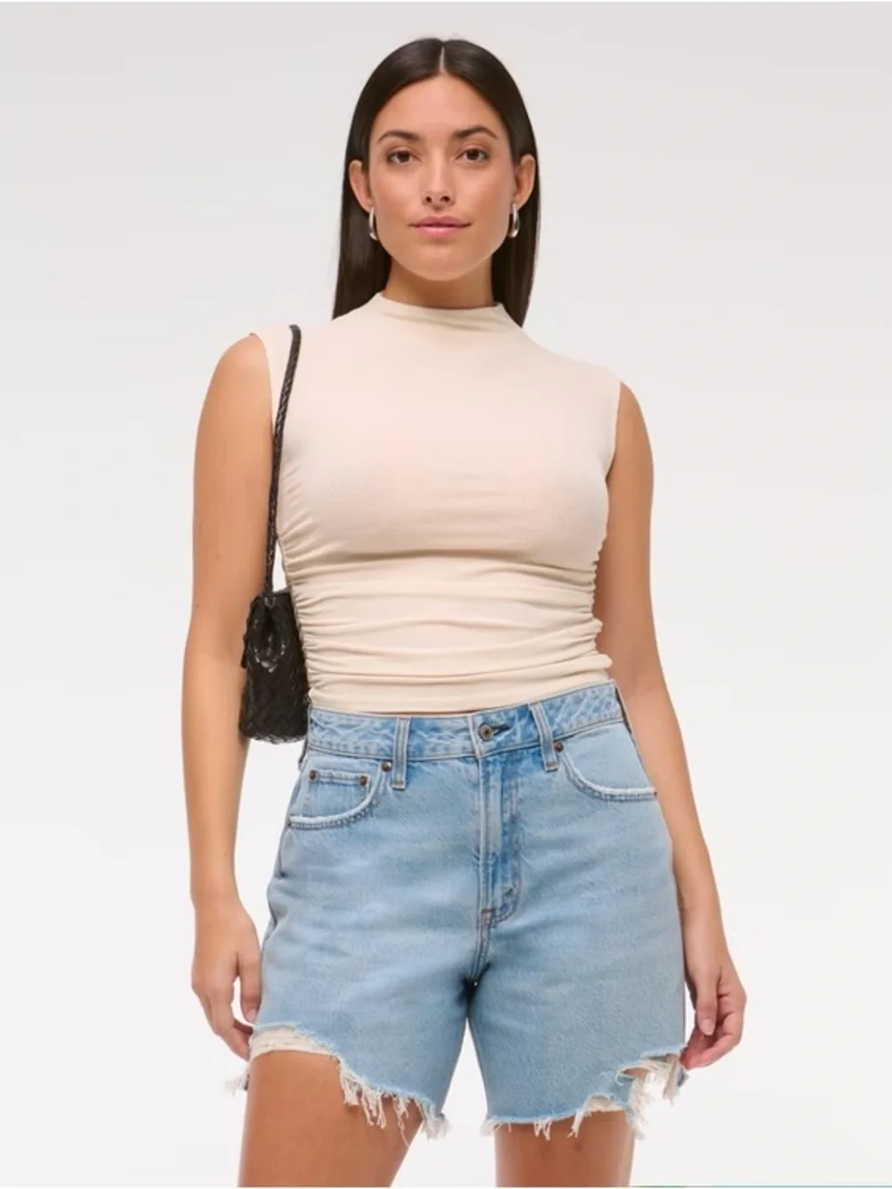 Abercrombie & Fitch Curve Love High Rise Loose Denim Short